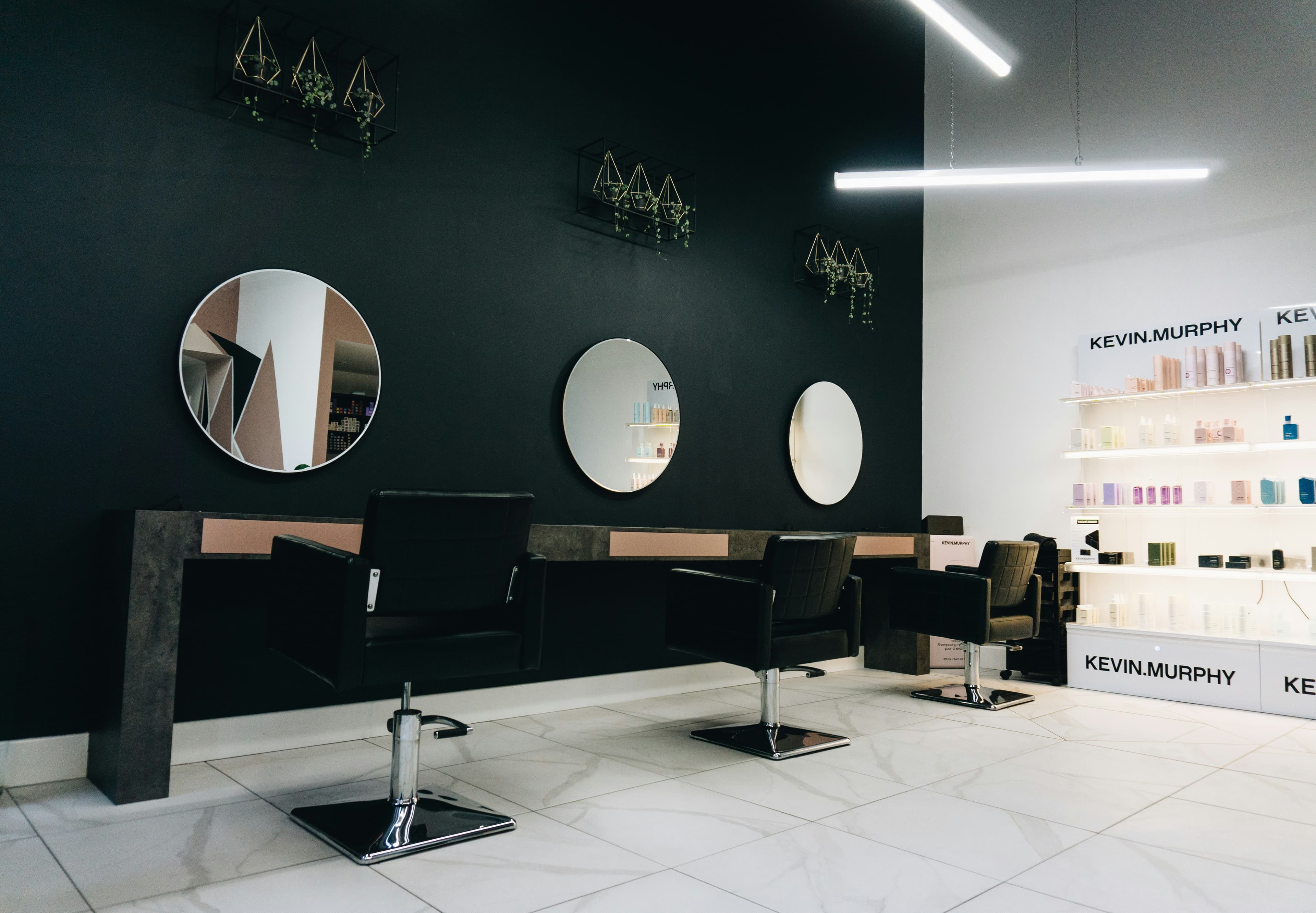 Salon interior with barber chairs